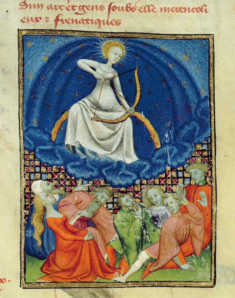 Diana en haar volgelingen, lunatici (aanbidders van de maan), Parijse kopie, ca. 1410-15 door French School