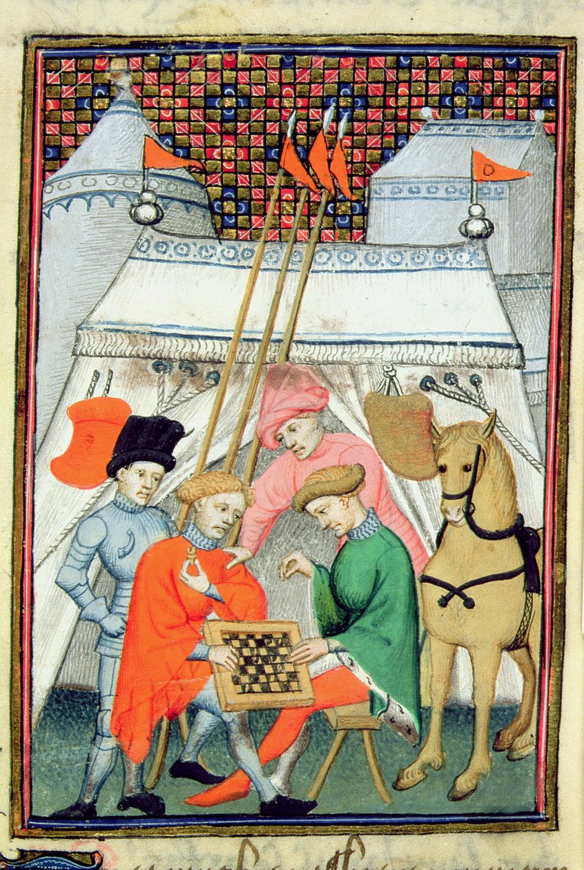 Ulysses speelt schaak, Parijse kopie, ca. 1410-15 door French School