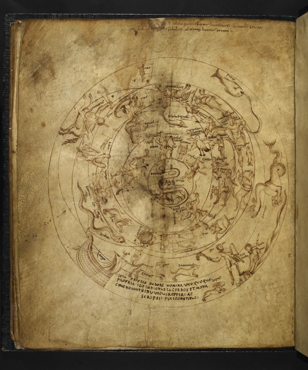 Diagram van de noordelijke en zuidelijke hemisferen, uit 
