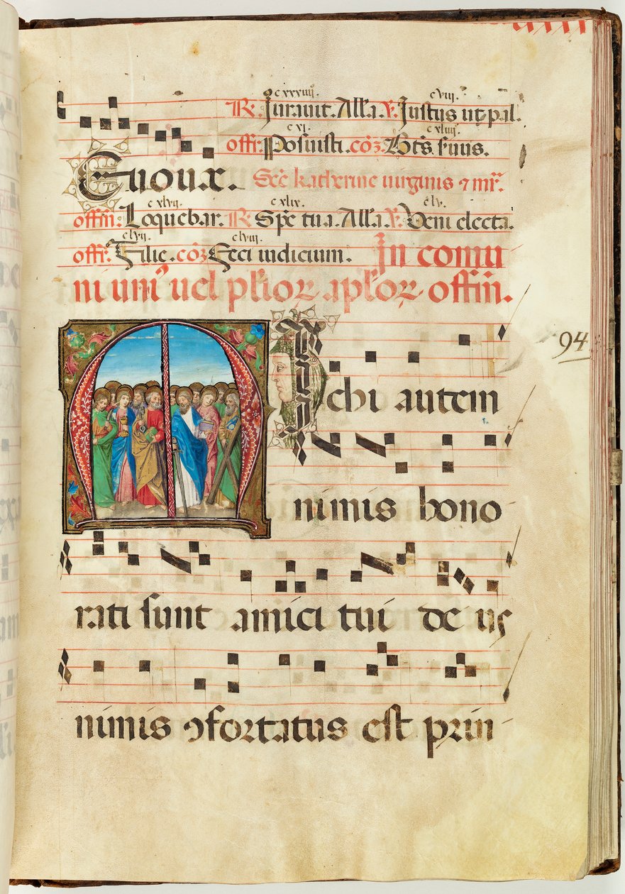 Heilige Apostelen, Graduale, f.94 (inkt, tempera & bladgoud op perkament) door French School