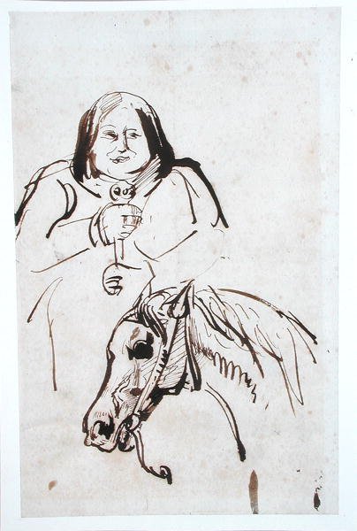 Honoré de Balzac (1799-1850) en zijn paard door French School
