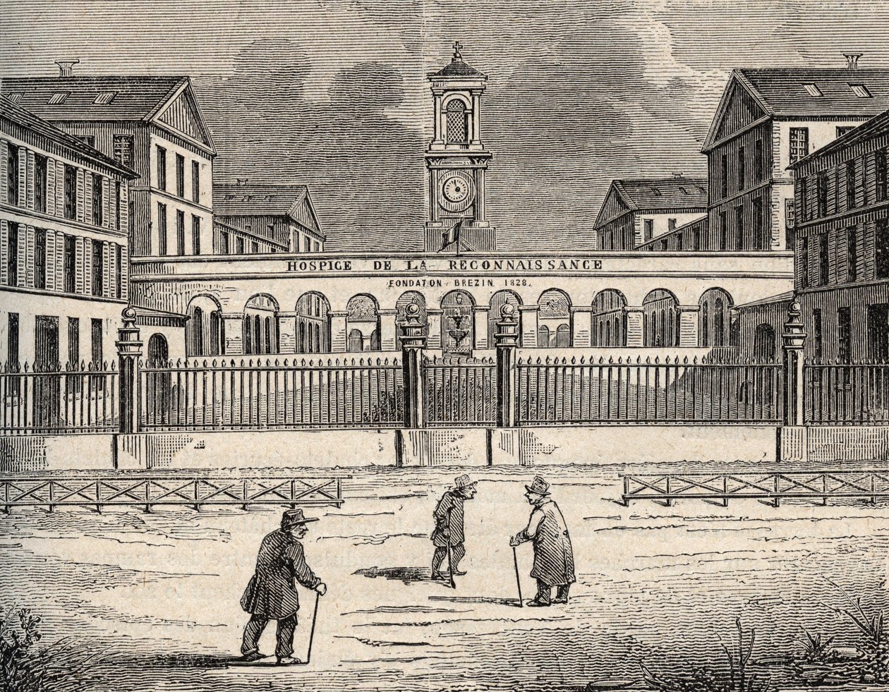 Hospice de la reconnaissance in Garches - Hauts-de-Seine - gravure in 