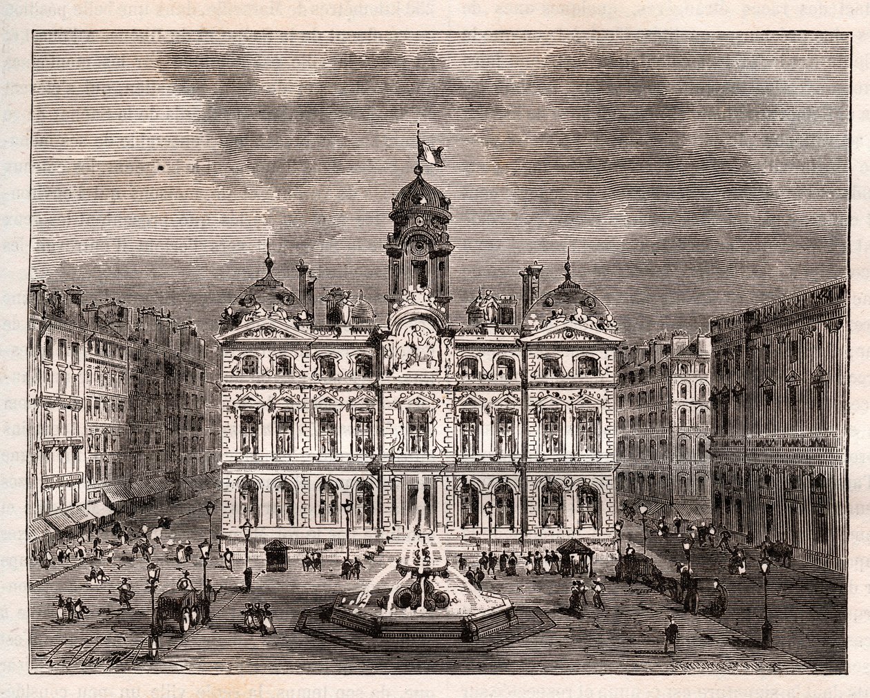 Hotel de Ville de Lyon - gravure in 
