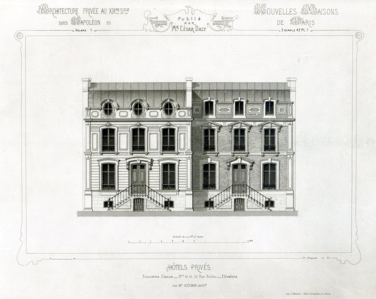 Hotels Prives, 10 & 12 Rue Balzac, Parijs, uit Architecture Privee au C19th door French School