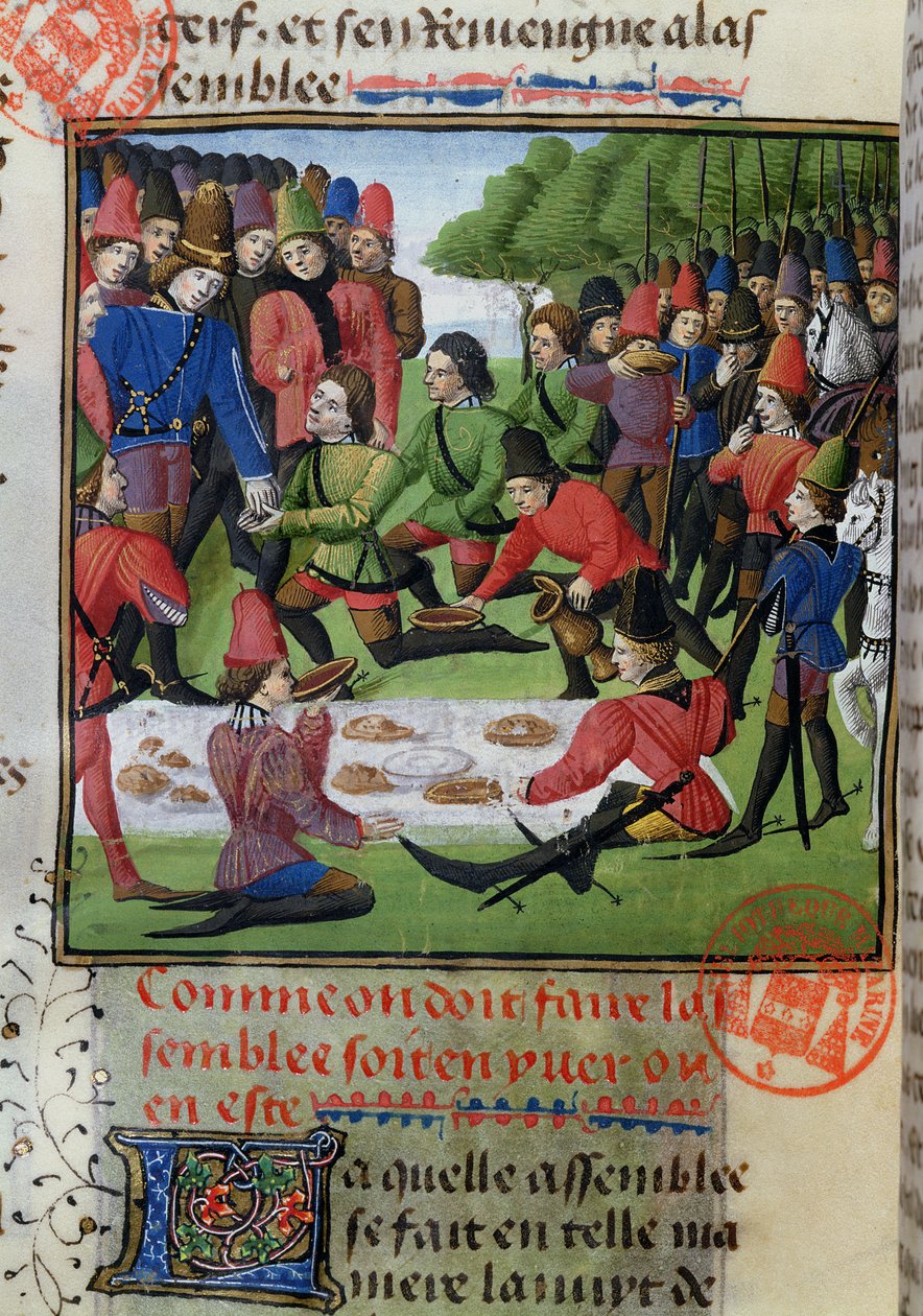 Jachtlunch, uit het Livre de la Chasse door Gaston Phebus de Foix (1331-91) door French School