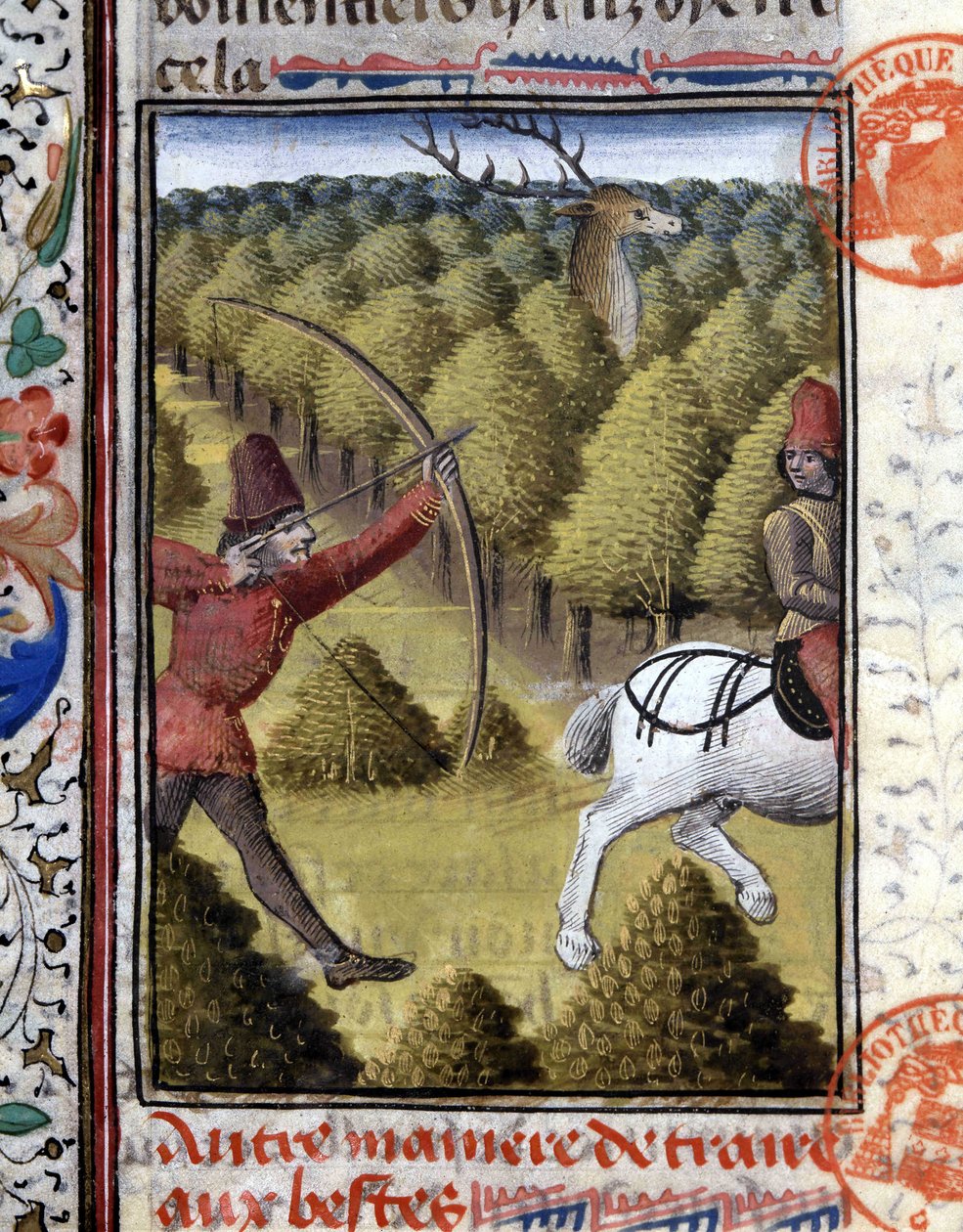 Jachtscène in Het Jachtboek van Gaston Phoebus, Graaf van Foix, Heer van Béarn. 14e eeuw door French School