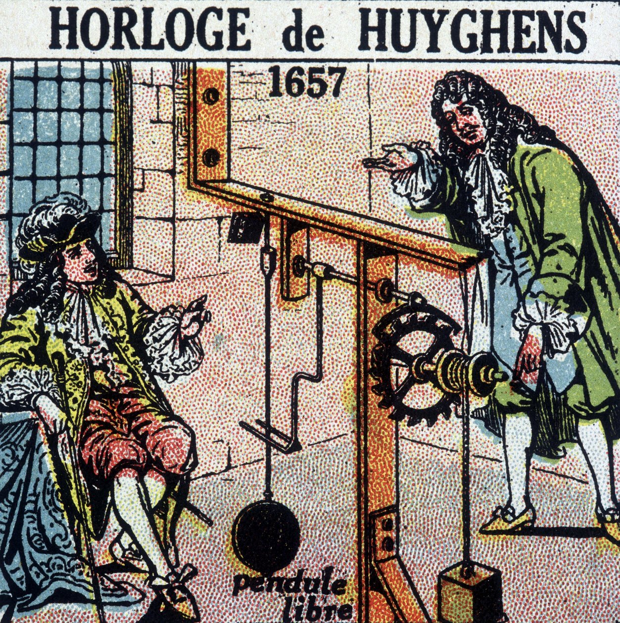 Huyghens klok 1657 (vrije slinger) - gravure, begin 20e eeuw door French School