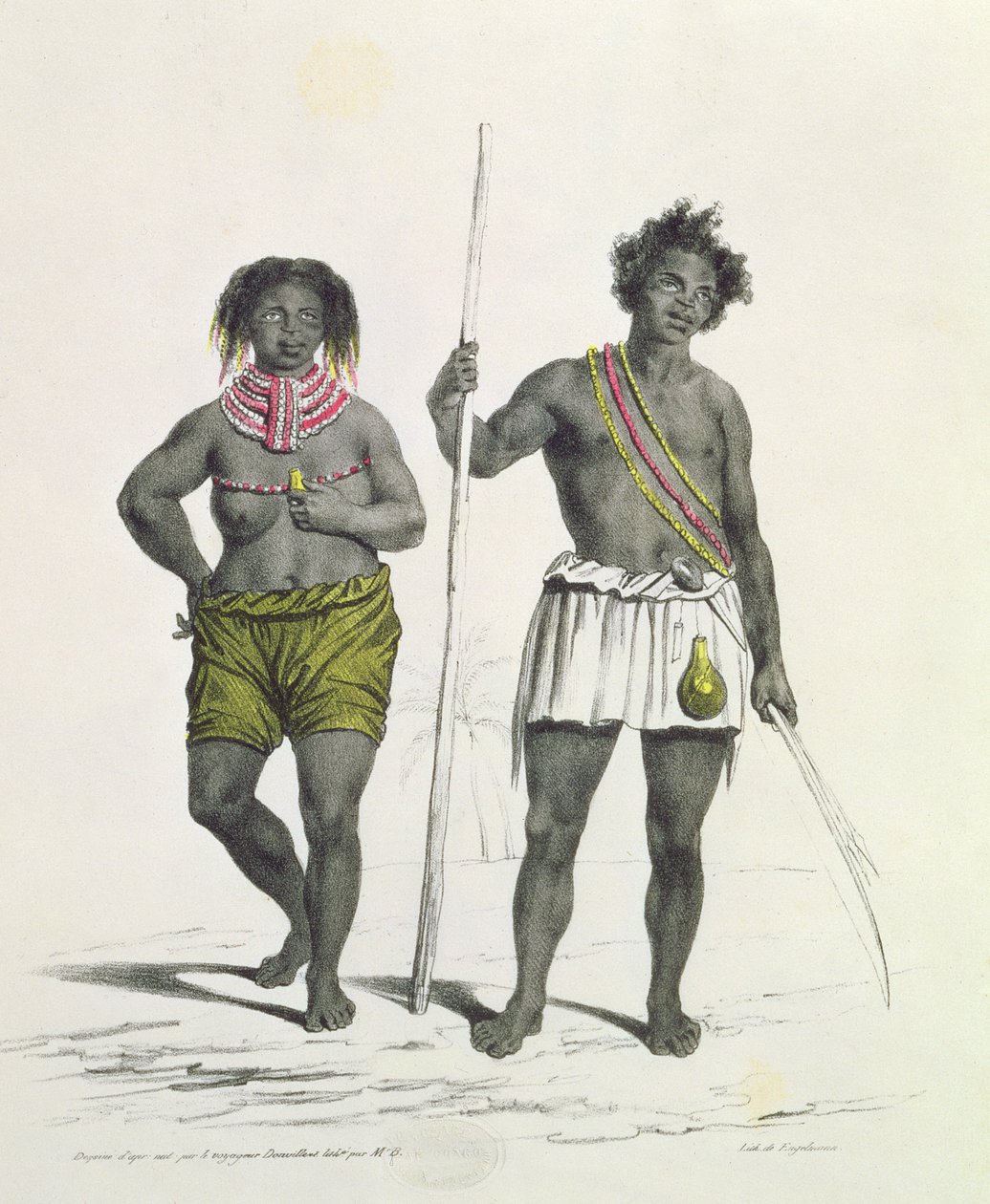 Afgodische zwarte uit het Koninkrijk Benguela, Angola, gegraveerd door Godefroy Engelmann (1788-1839) door French School