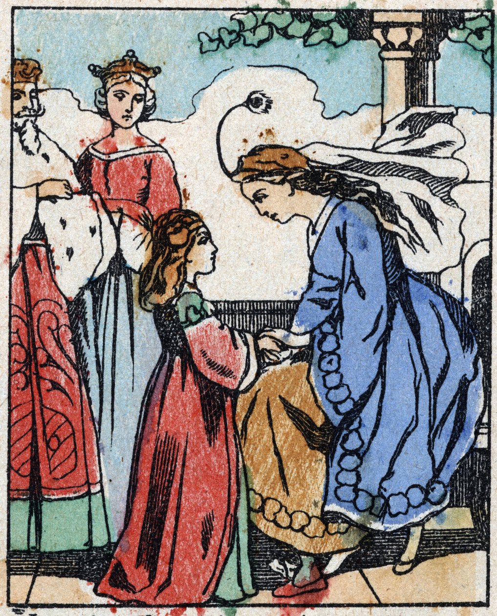 Illustratie voor "Riquet a la houppe", sprookje van Charles Perrault (1628-1703), Franse schrijver. Houtsnede van Imaging Pellerin - Epinal, z.d. Late 19e eeuw. door French School