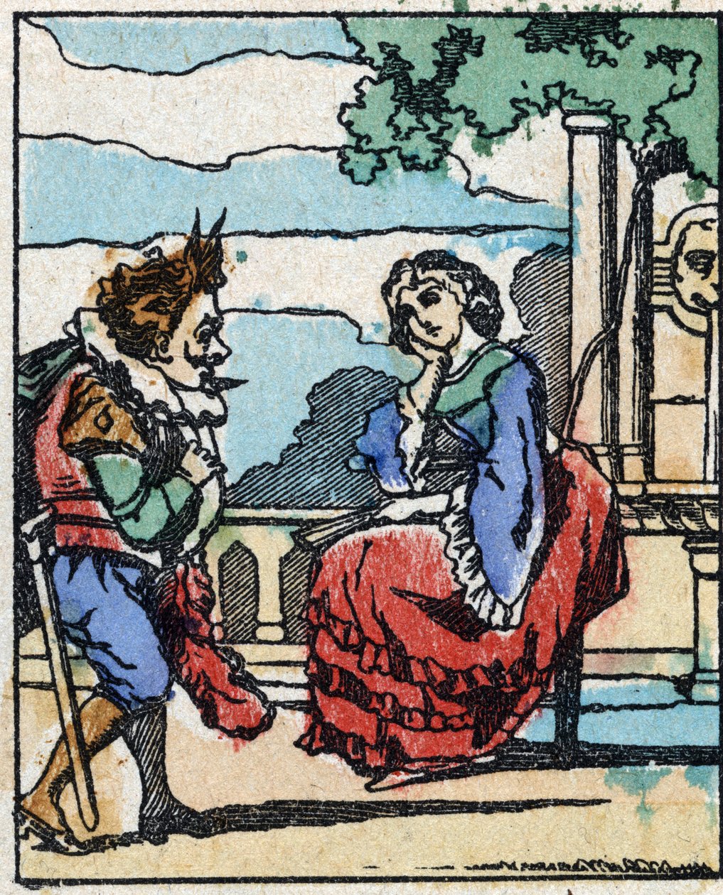 Illustratie voor "Riquet met de kuif", sprookje door Charles Perrault (1628-1703), Franse schrijver. Houtsnede van Imaging Pellerin - Epinal, eind 19e eeuw. door French School