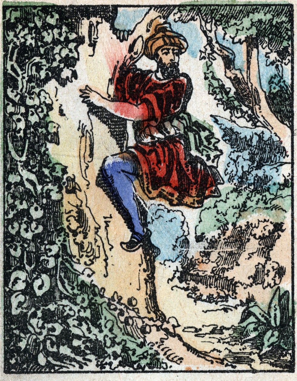 Illustratie voor de verhalen van Duizend-en-een-nacht. Ali-Baba. Houtsnede van Imaging Pellerin - Epinal, eind 19e eeuw door French School
