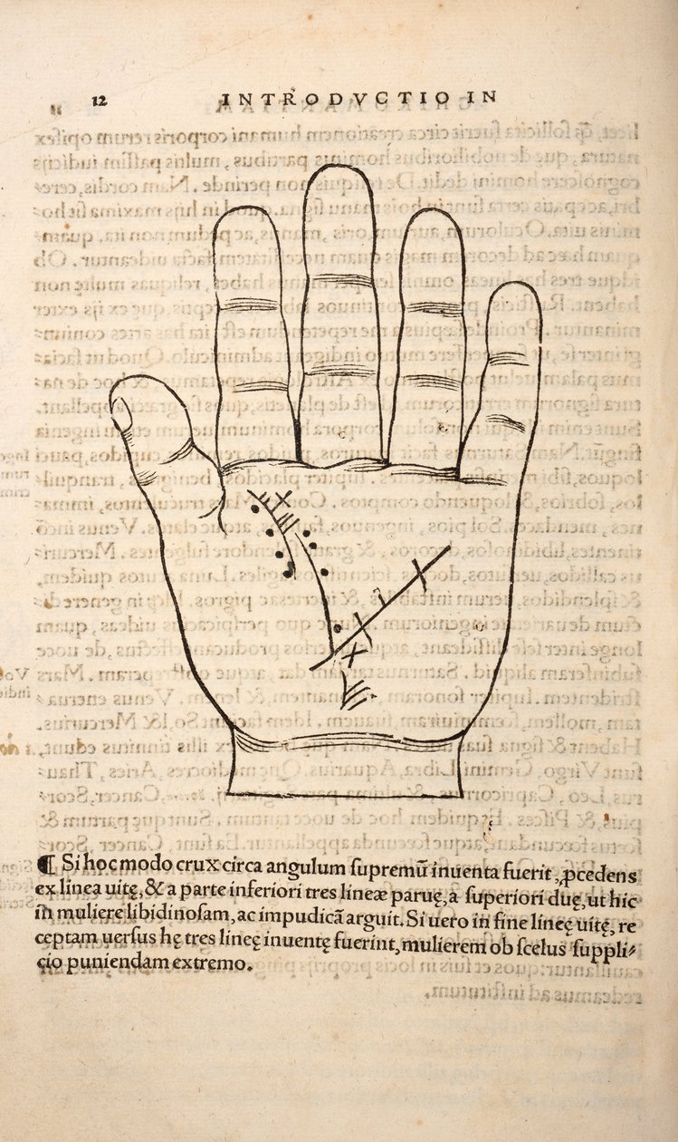 Illustratie uit Chiromantia door Joannes Indagioe, Straatsburg, 1531 door French School