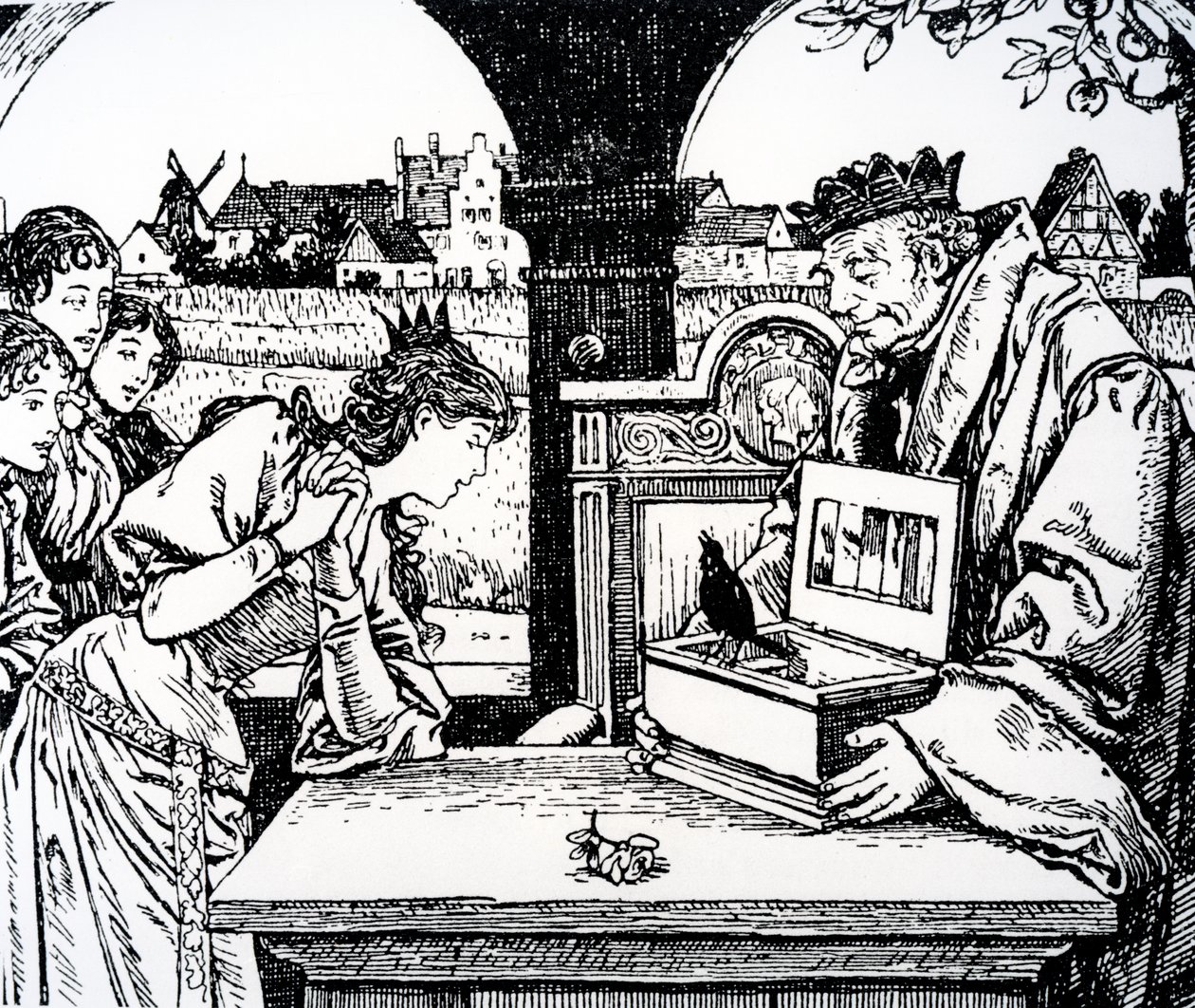 Illustratie uit De Prinses en de Varkenshoeder door Hans Christian Andersen door French School