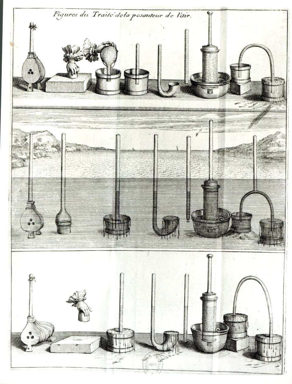 Illustratie uit Traite de la Pesanteur de lAir door Blaise Pascal, na 1663 door French School