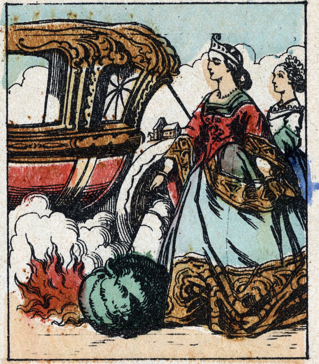 Illustratie van het verhaal van Charles Perrault "Assepoester of Het glazen muiltje". Houtsnede van Imaging Pellerin - Epinal, sd. Eind 19e eeuw. door French School