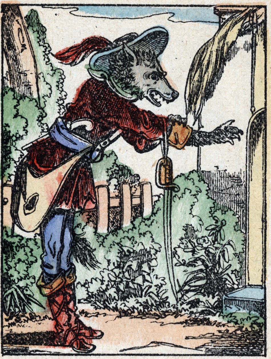 Illustratie van het verhaal "De wolf, de geit en de zeven biquets" Houtsnede van Imaging Pellerin - Epinal, sd. Eind 19e eeuw. door French School