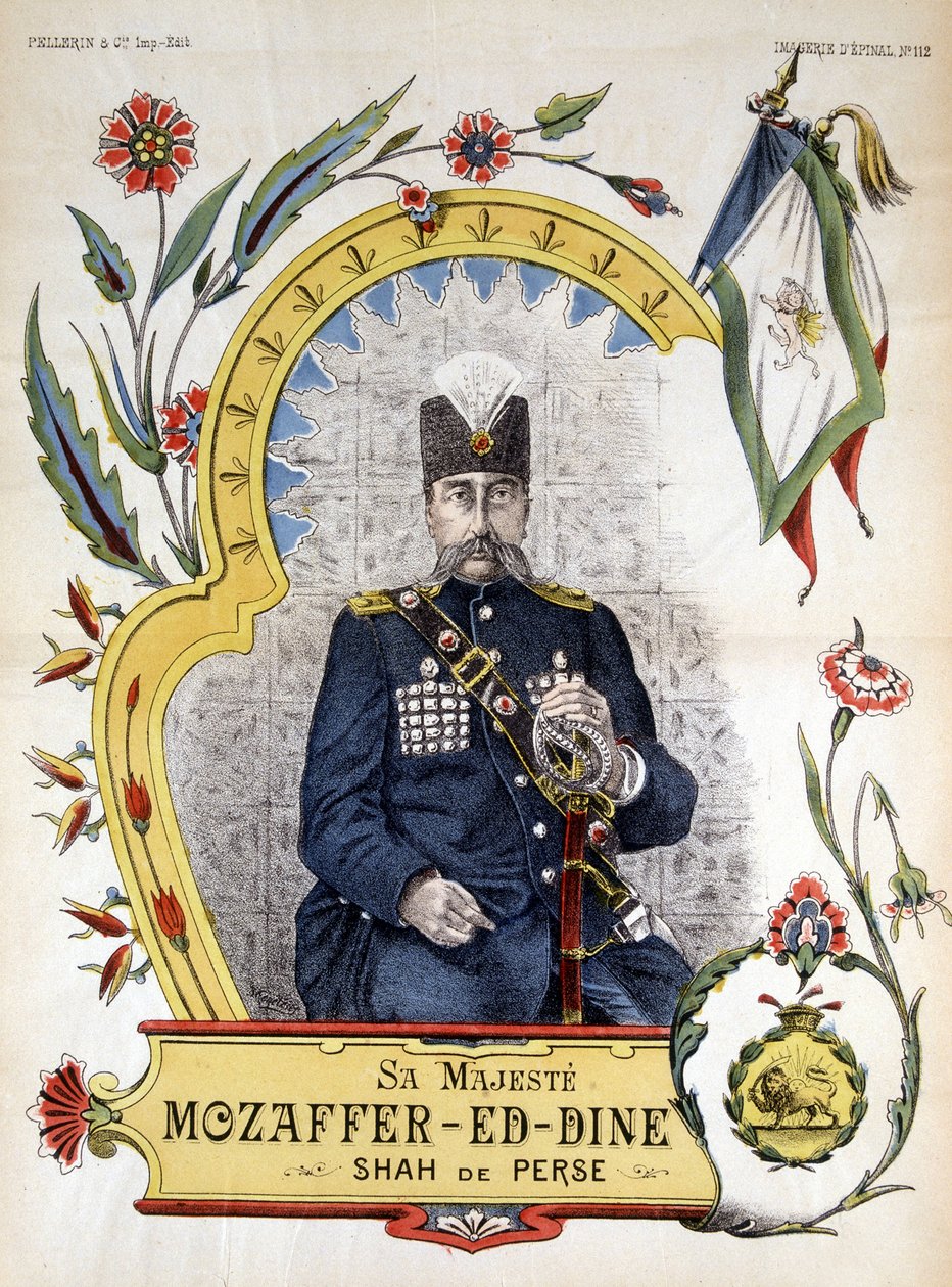 Afbeelding van Epinal, Mozaffer ed dine (Mozaffer-ed-dine, Mozzafar-al-Din, Mozzafar al Din, Mozaffaredin) sjah van Perzië van 1896 tot 1906 door French School