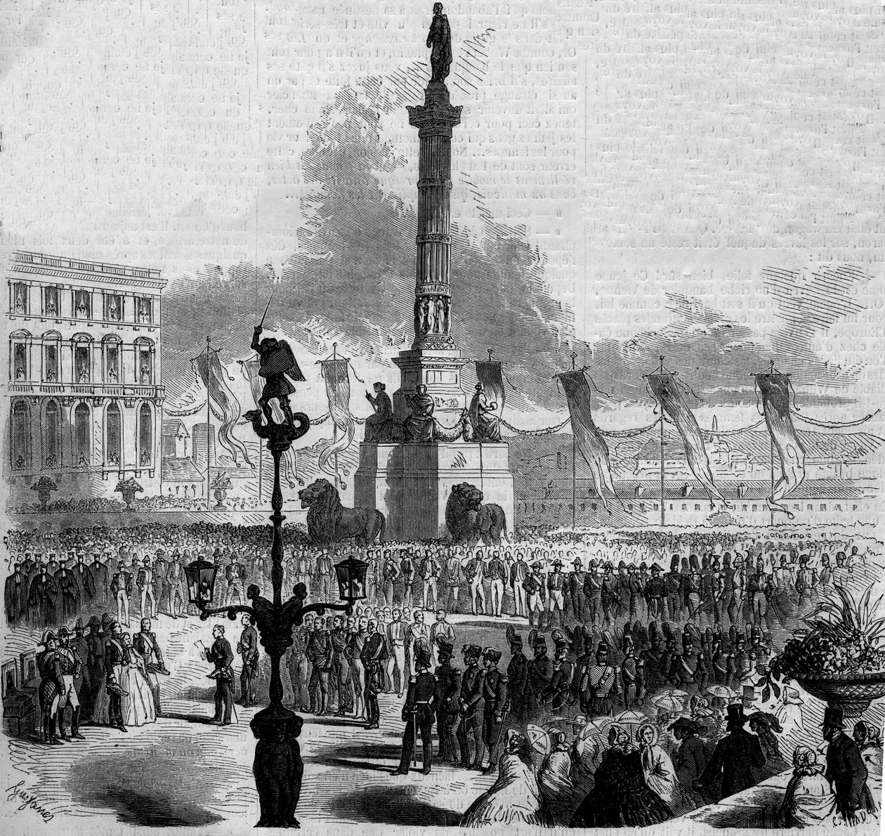 Inhuldiging van de Kolom van het Congres (1850-1859). Brussel, België. door French School