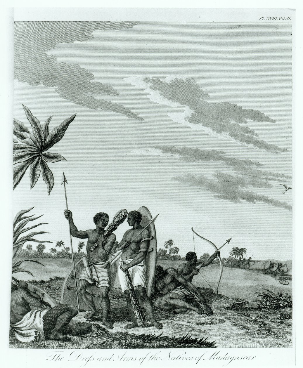 Inwoners van Madagaskar, uit deel 2 van Herinneringen en Reizen van Graaf Benyowsky, gepubliceerd 1790 door French School