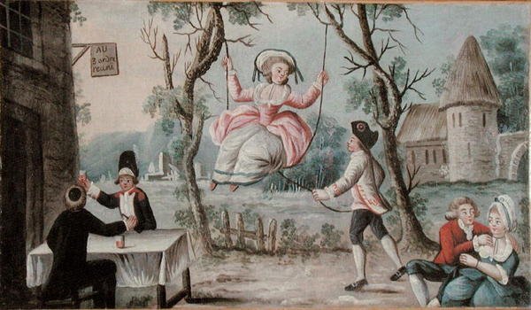 Herbergteken geschilderd voor een taverne met de Drie Orden herenigd, ca. 1789 door French School