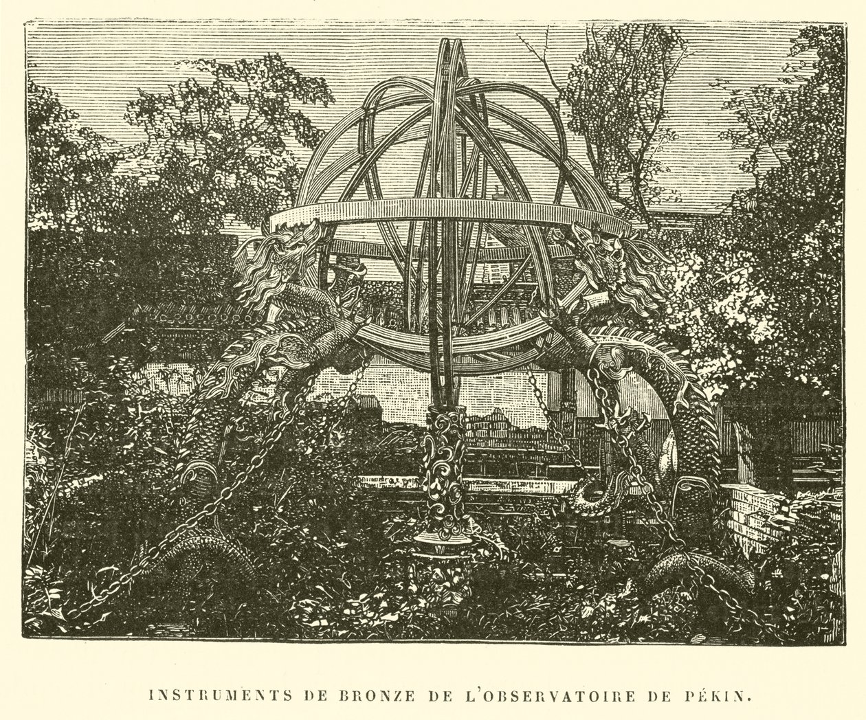 Bronzen instrumenten van het Beijing Observatorium (gravure) door French School