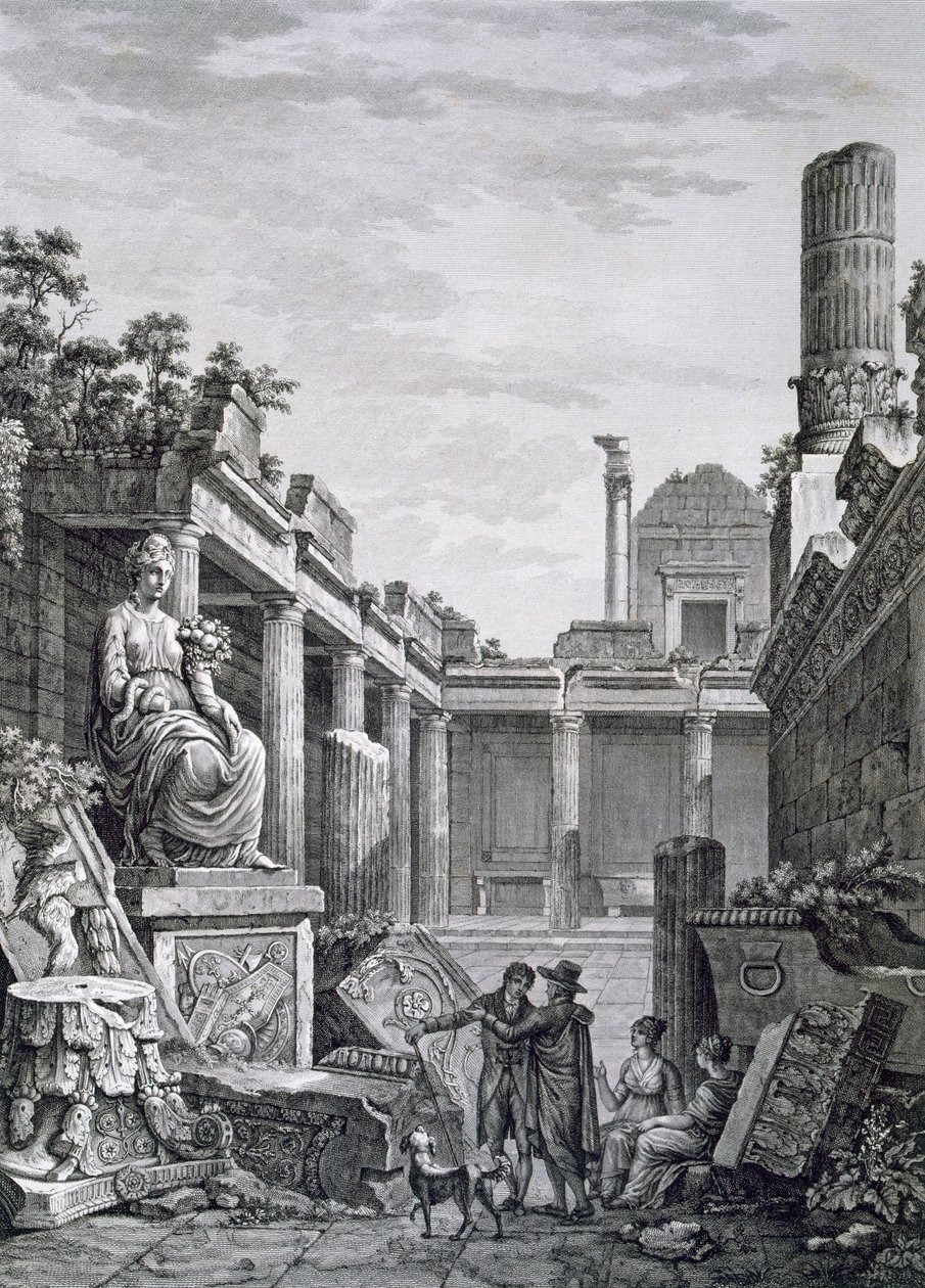 Interieur van de Romeinse baden, Nimes, uit Antiquités de la France: Vol I, Monuments de Nimes door French School