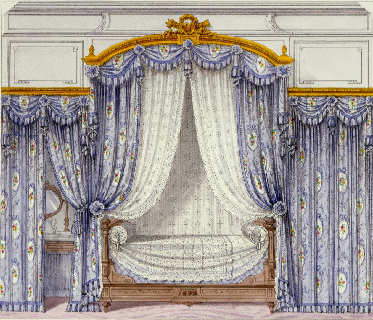 Interieur met meubels uit een Frans tijdschrift, 1850s door French School