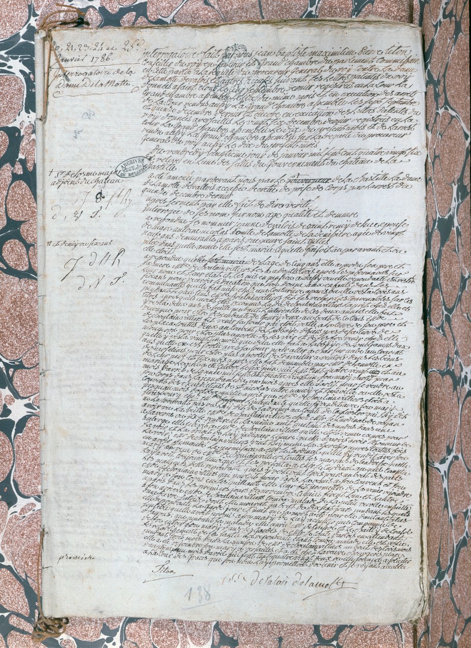 Ondervraging van Jeanne de Valois-Saint-Remy, gravin de La Motte (1756-91), januari 1785 door French School