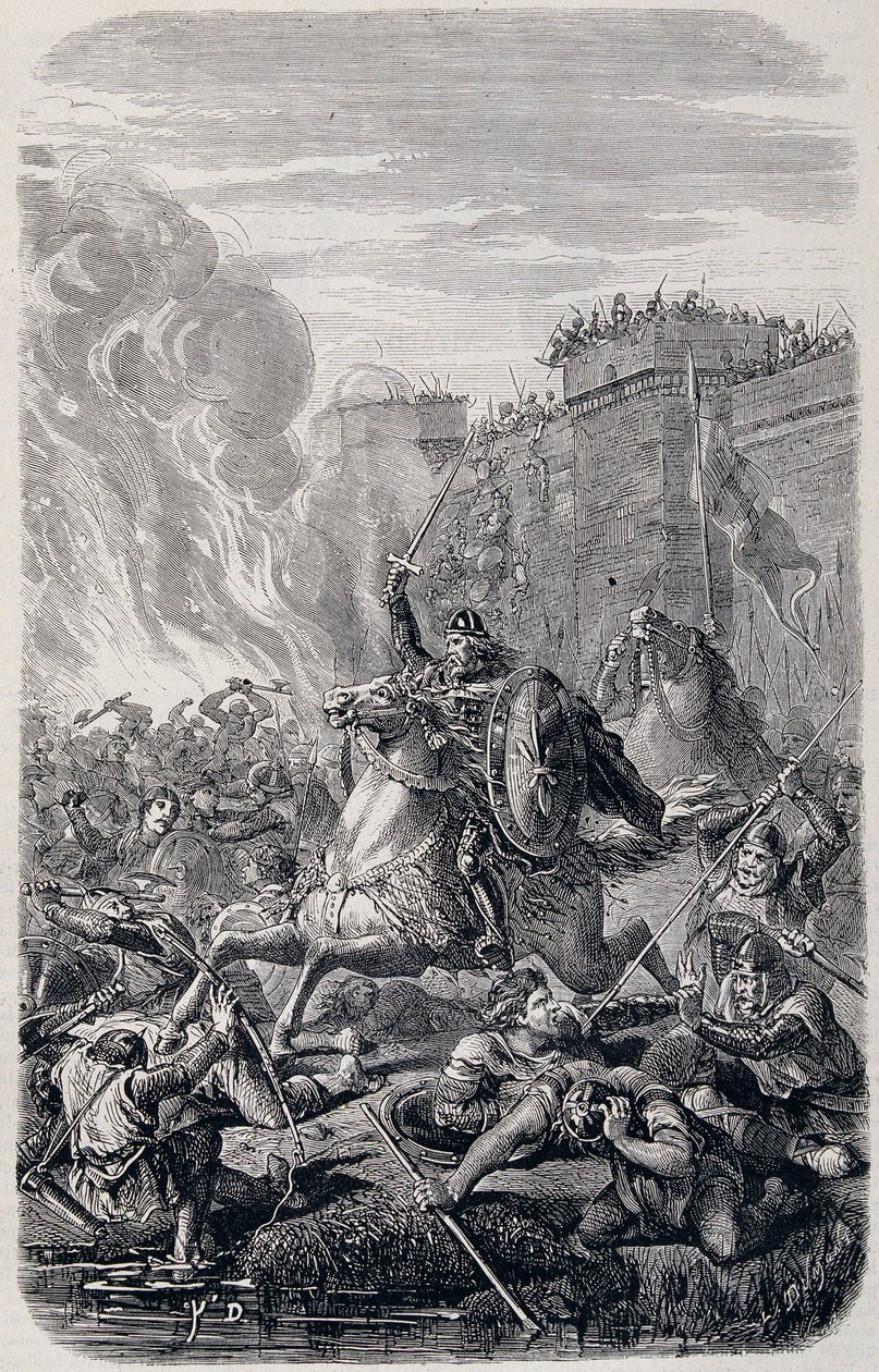 Invasie en plundering van Rome door Alarik I, koning van de Visigoten ...