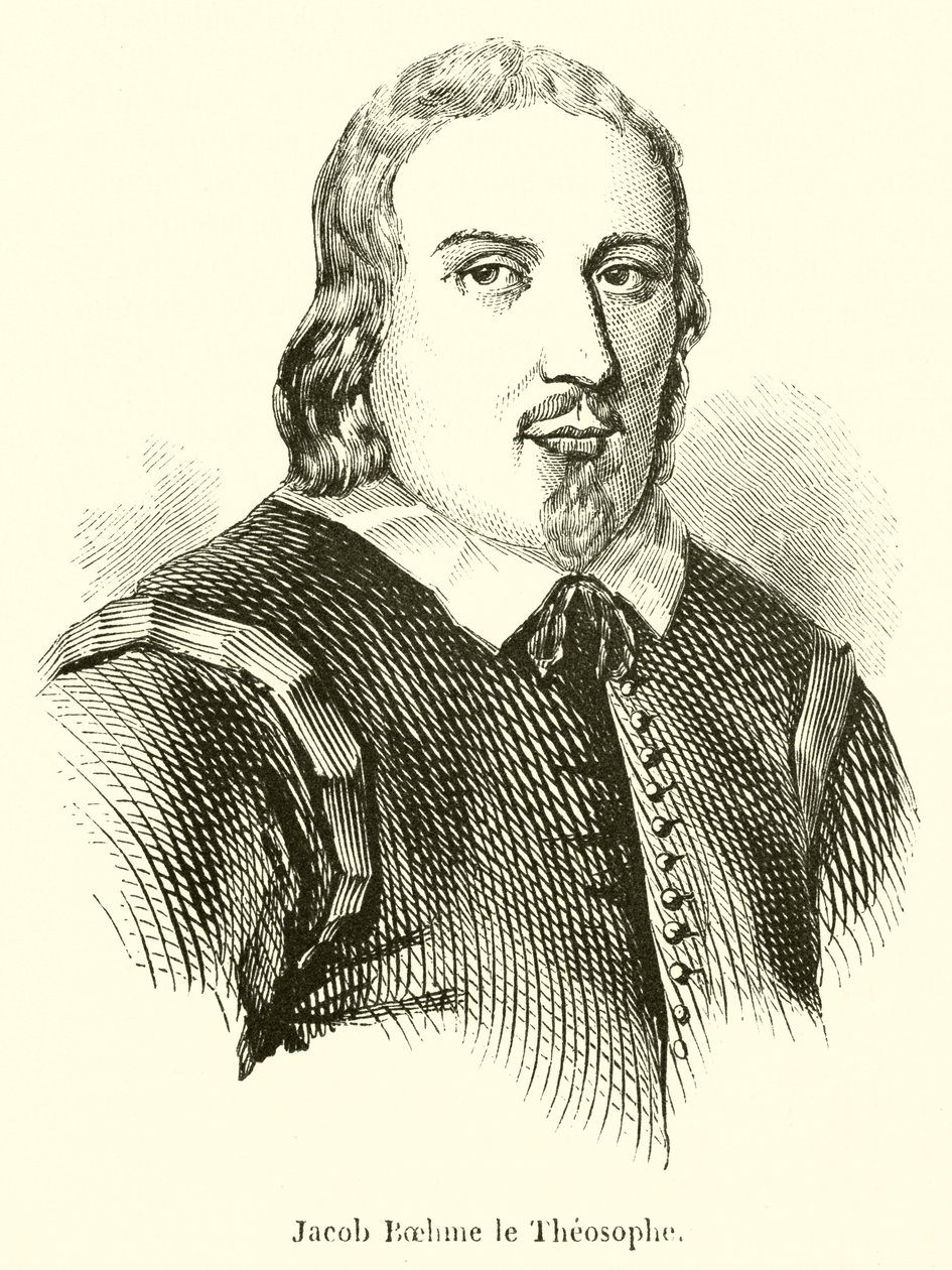 Jacob Boehme de theosoof (gravure) door French School