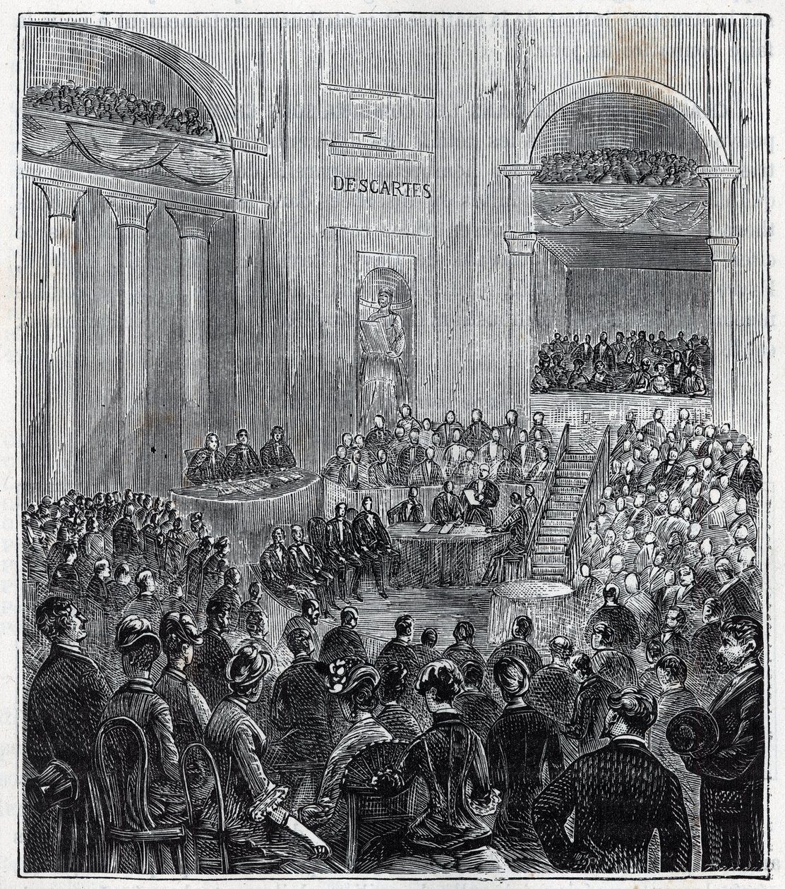 Jacques Babinet (1794 - 1872), Franse natuurkundige en astronoom op de plechtige bijeenkomst van de vijf Academies in 1840 - Gravure in 