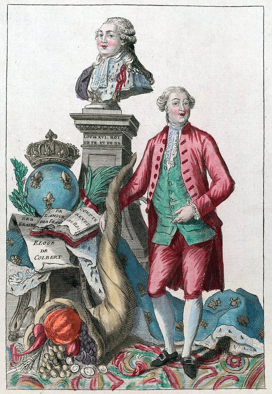 Jacques Necker (1732-1804) - Grote Necker, uw wijze voorzichtigheid, zal onze harten vervullen; u brengt overvloed terug, onder het welbehagen van Lodewijk XVI - Hoorn des overvloeds door French School