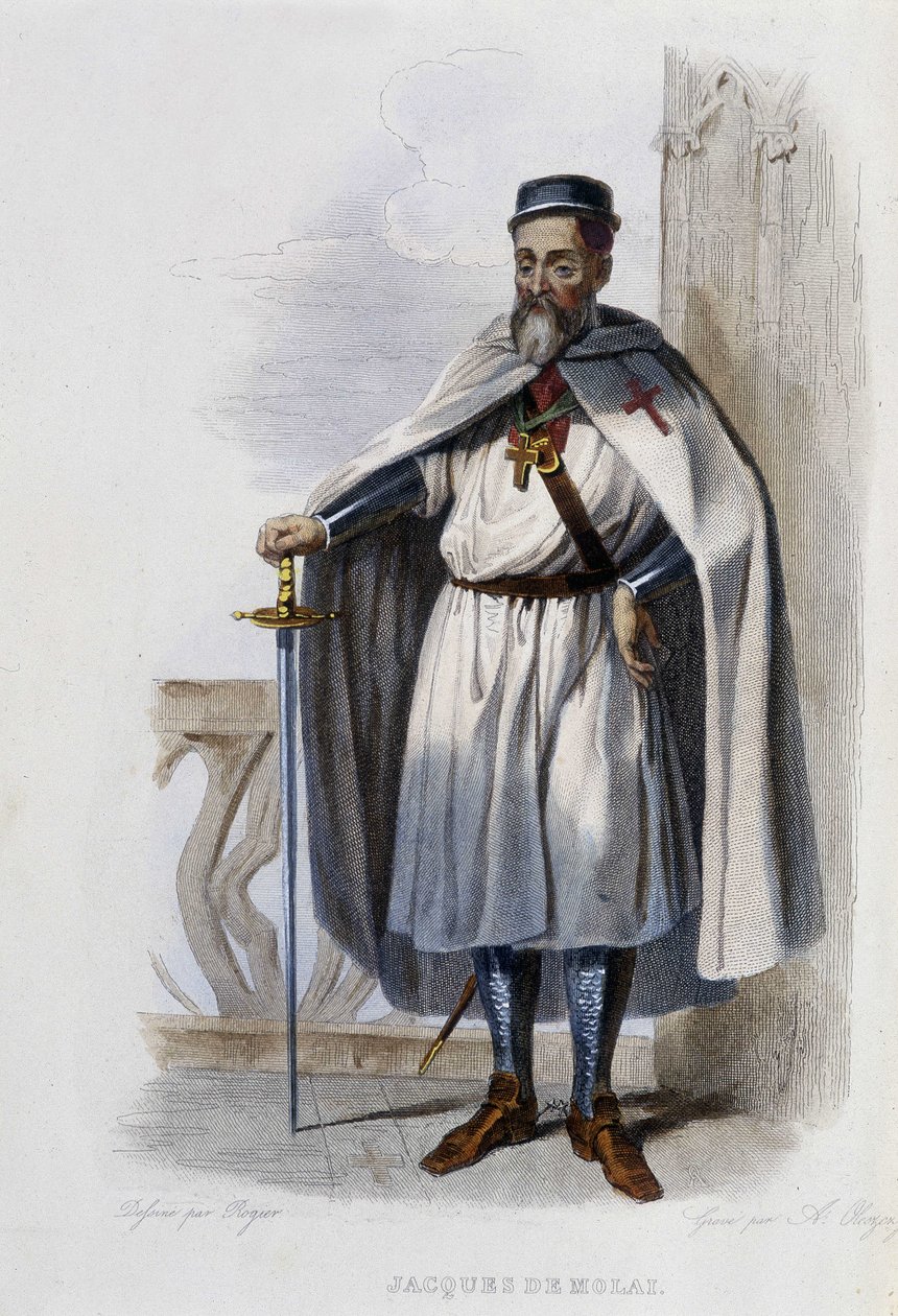 Jacques de Molai (of Molay), laatste grootmeester van de Orde van de Tempeliers (1243-1314) - in "Le Plutarque francais", ed. Mennechet door French School