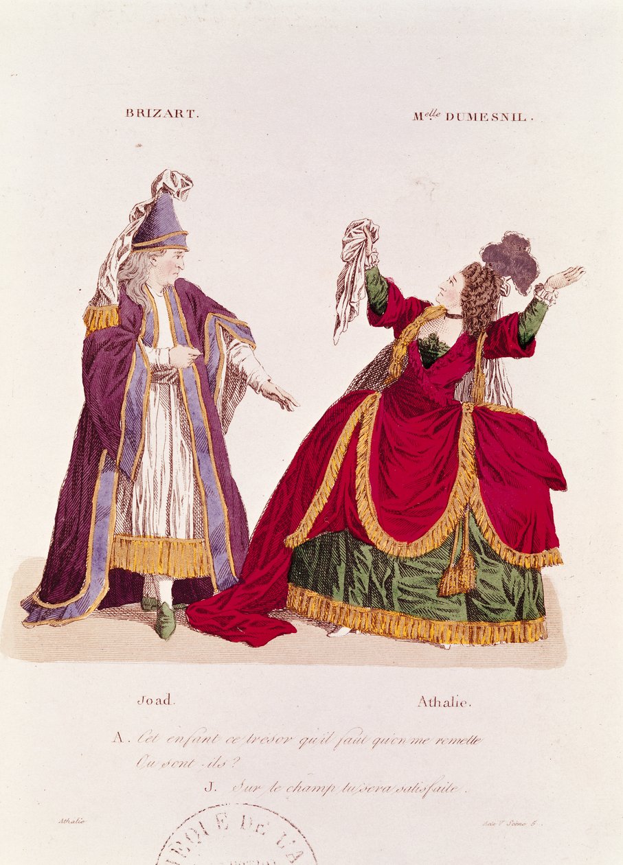 Jean-Baptiste Brizard in de rol van Joad en Mademoiselle Dumesnil als Athalie, scène uit Act V Scene 5 van 