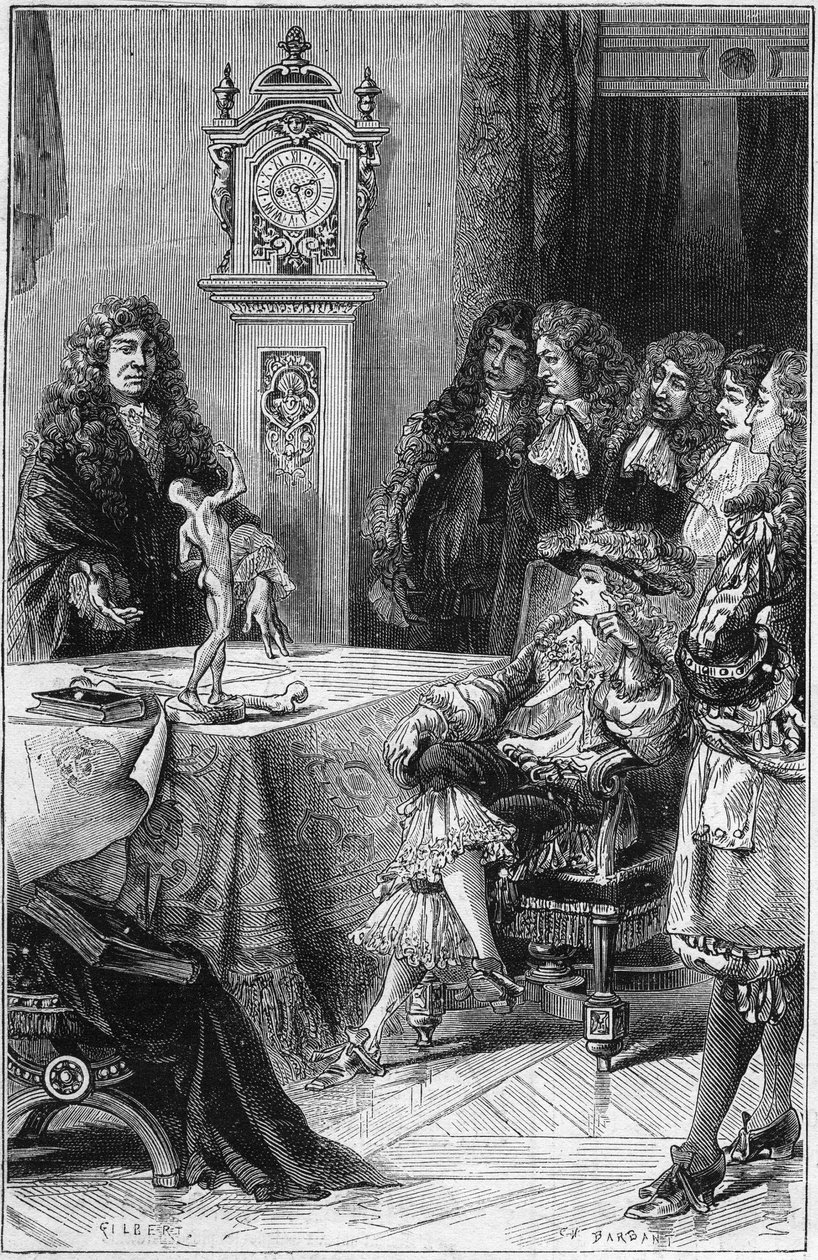 Joseph Guichard (Joseph Guichard) Du Verney (Duverney) (1648-1730) geeft een anatomieles aan de hertog van Bourgondië Louis van Frankrijk (1682-1712). 18e eeuw. Gravure uit 1878. door French School