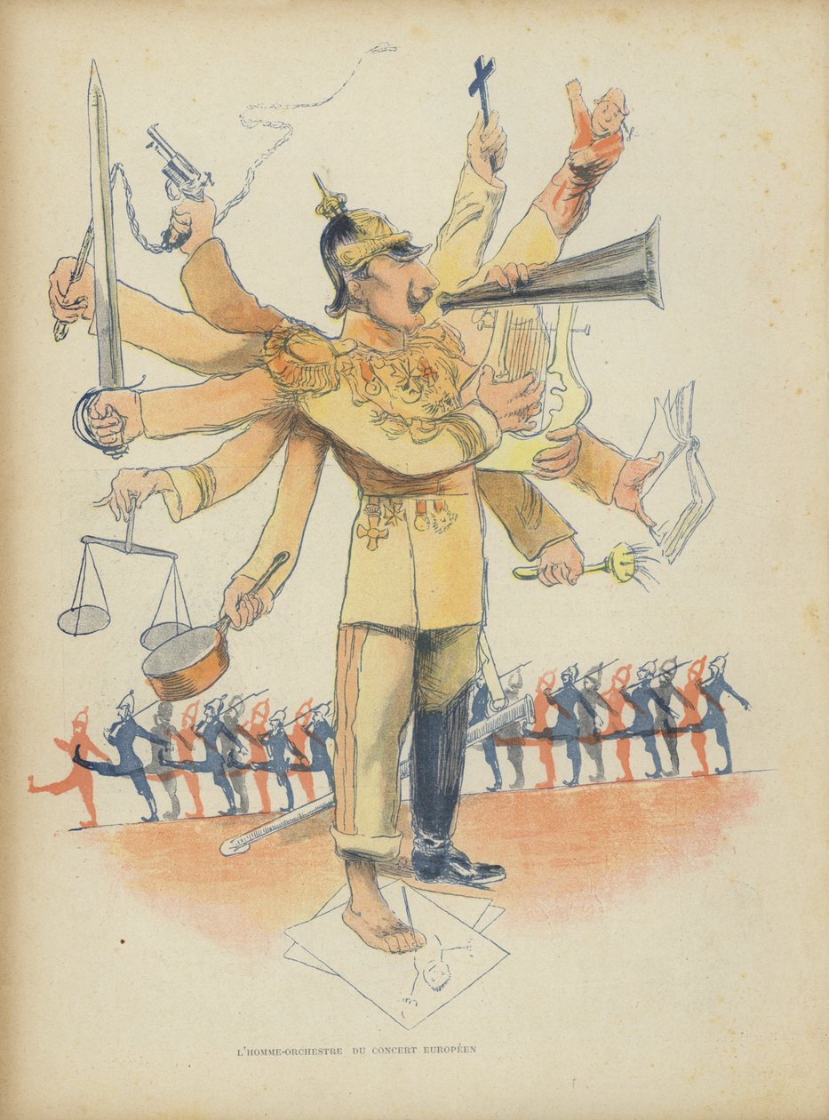 Kaiser Wilhelm II, Illustratie voor Le Rire (kleurenlitho) door French School