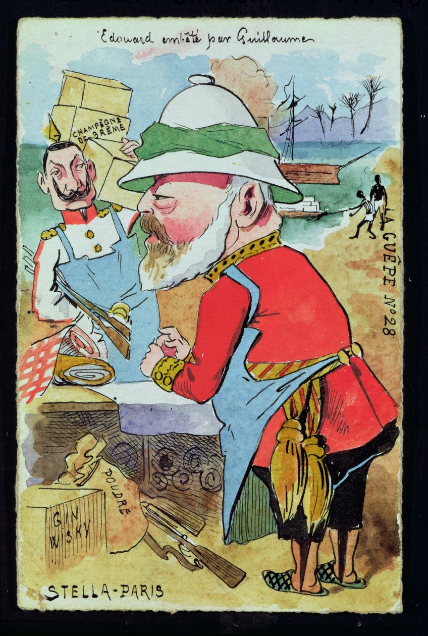Koning Edward VII (1841-1910) Geplaagd door Kaiser Wilhelm II (1859-1941) uit Les Guepes, c.1890 door French School