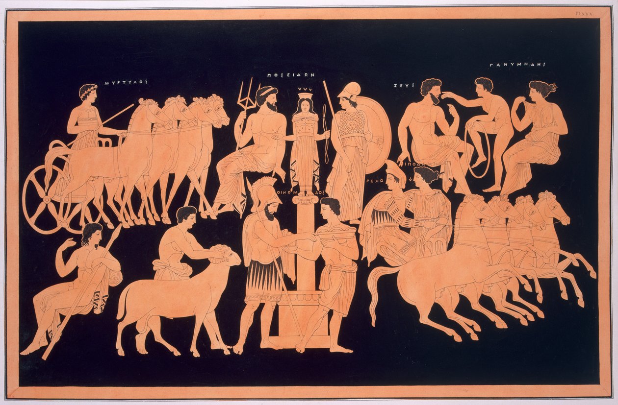 Koning Oenomaus, Hippodamia en Olympische goden door French School