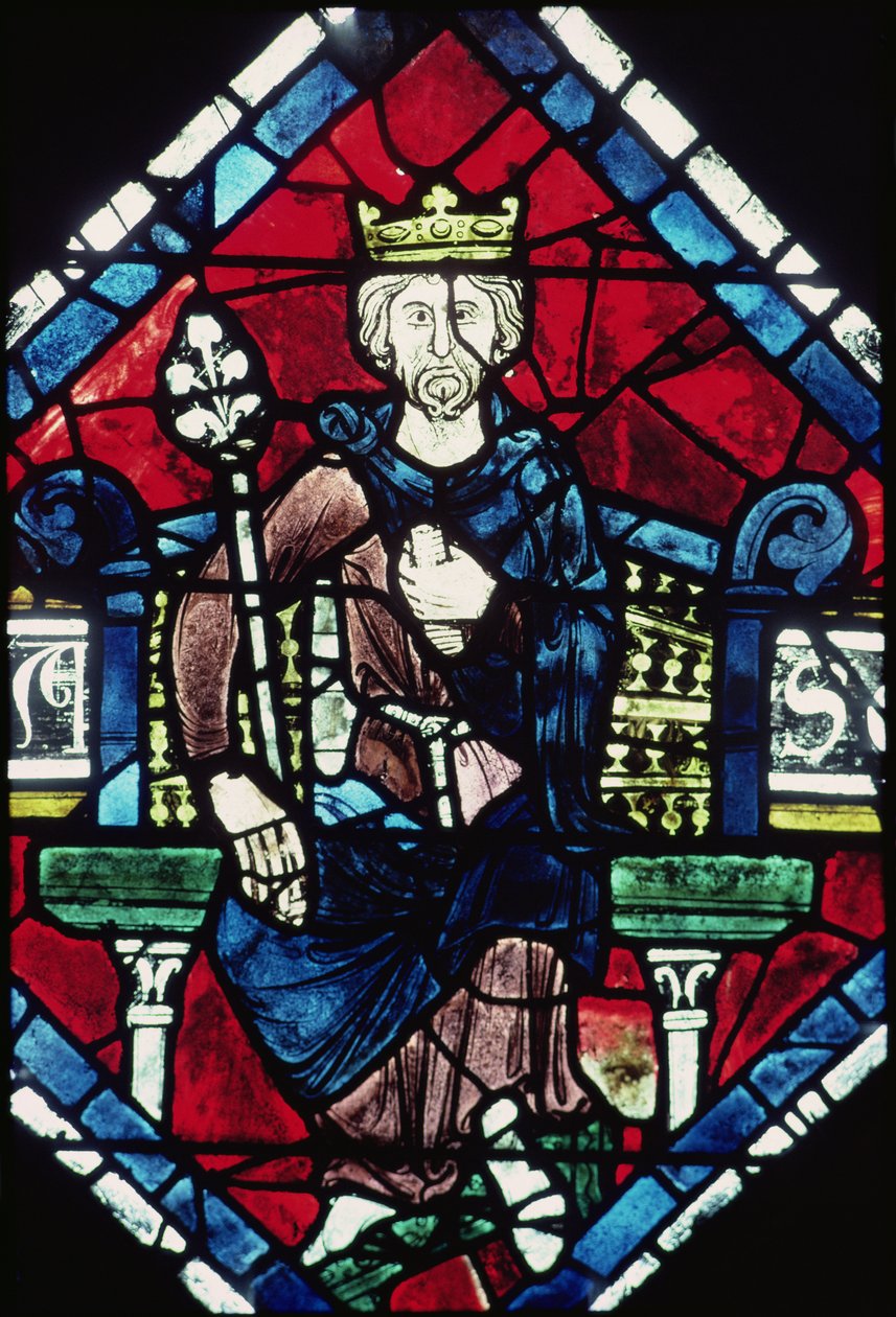 Koning van Juda, detail (noord roosvenster, c.1223) door French School