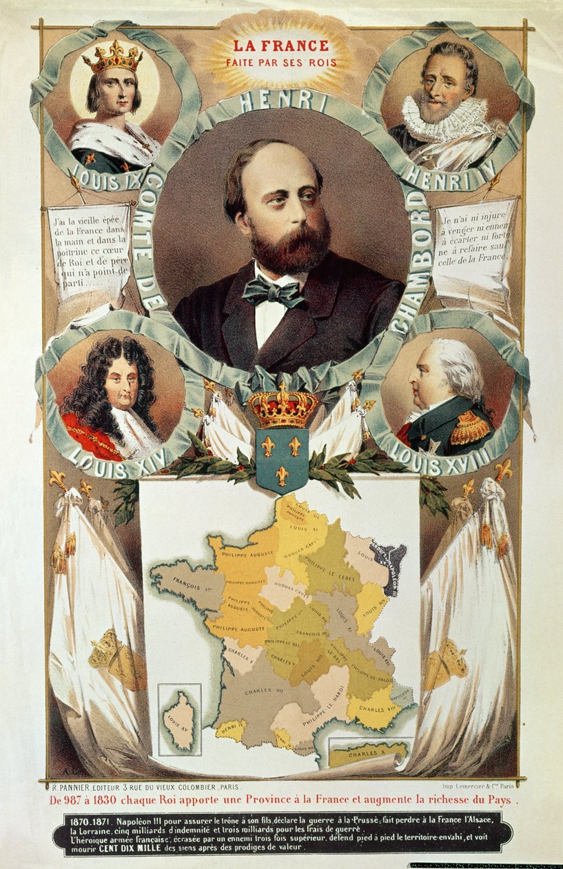 La France Faite par ses rois, Henri Charles Ferdinand Marie Dieudonne (1820-83) Graaf van Chambord, na 1870 door French School