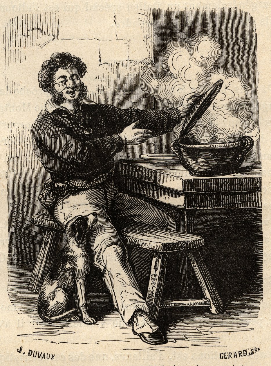 De bouillabaisse van de zeeman uit Marseille in de 19e eeuw - gravure in 