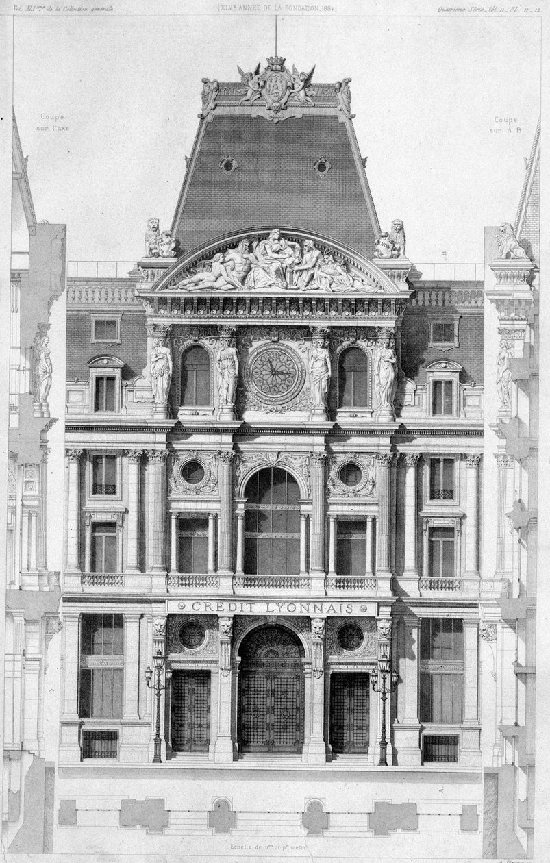 De gevel van Crédit Lyonnais, bd des Italians door French School