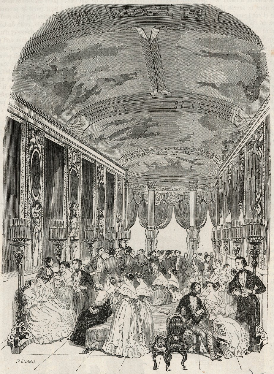 De galerie van Lebrun, die dienst doet als chatroom tijdens het bal - Hotel Lambert op het Ile Saint Louis, 2 rue Saint Louis en l