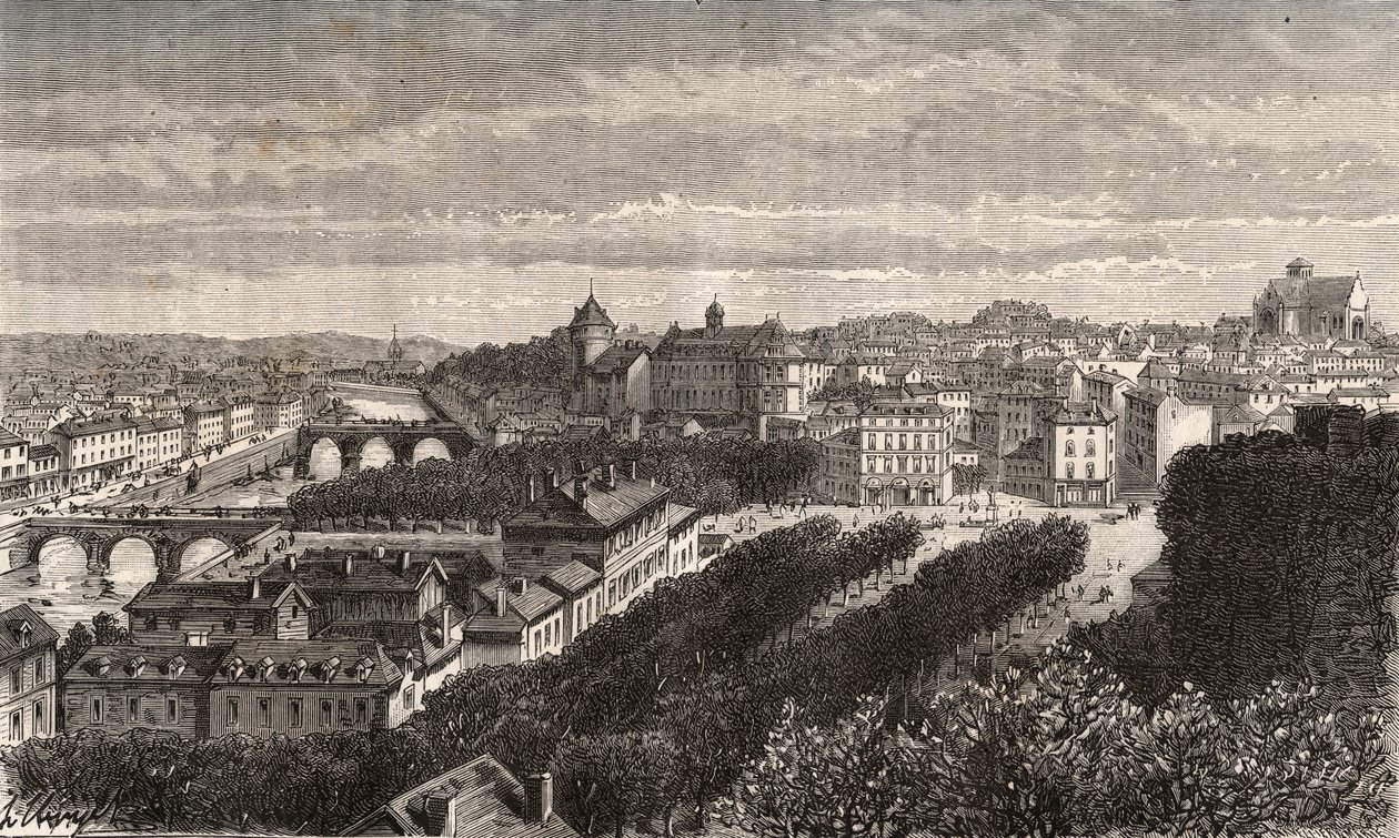 Laval - Mayenne - Pays de la Loire - gravure in "La France illustree: geografie, geschiedenis, administratieve statistiek" door V.A. Malt-Brown. 1884 door French School