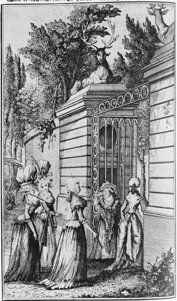 Le Parc aux Cerfs, de Poort naar het Koninklijke Haven van Louis XV (1710-74), beheerd door Madame de Pompadour (1721-64) door French School