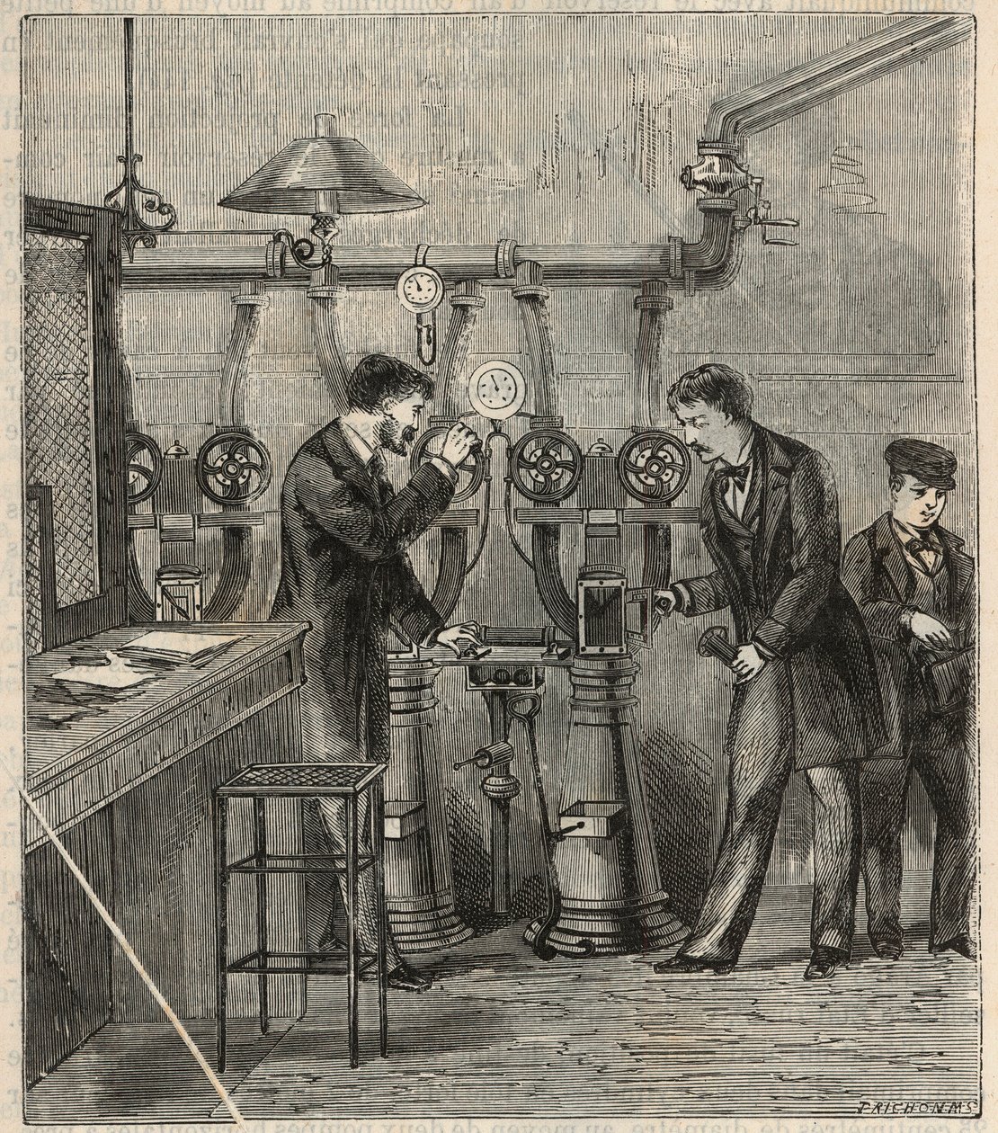 Le bureau de la poste pneumatique in Parijs - Pneumatische post of pneumatische post in Parijs - Gravure in 