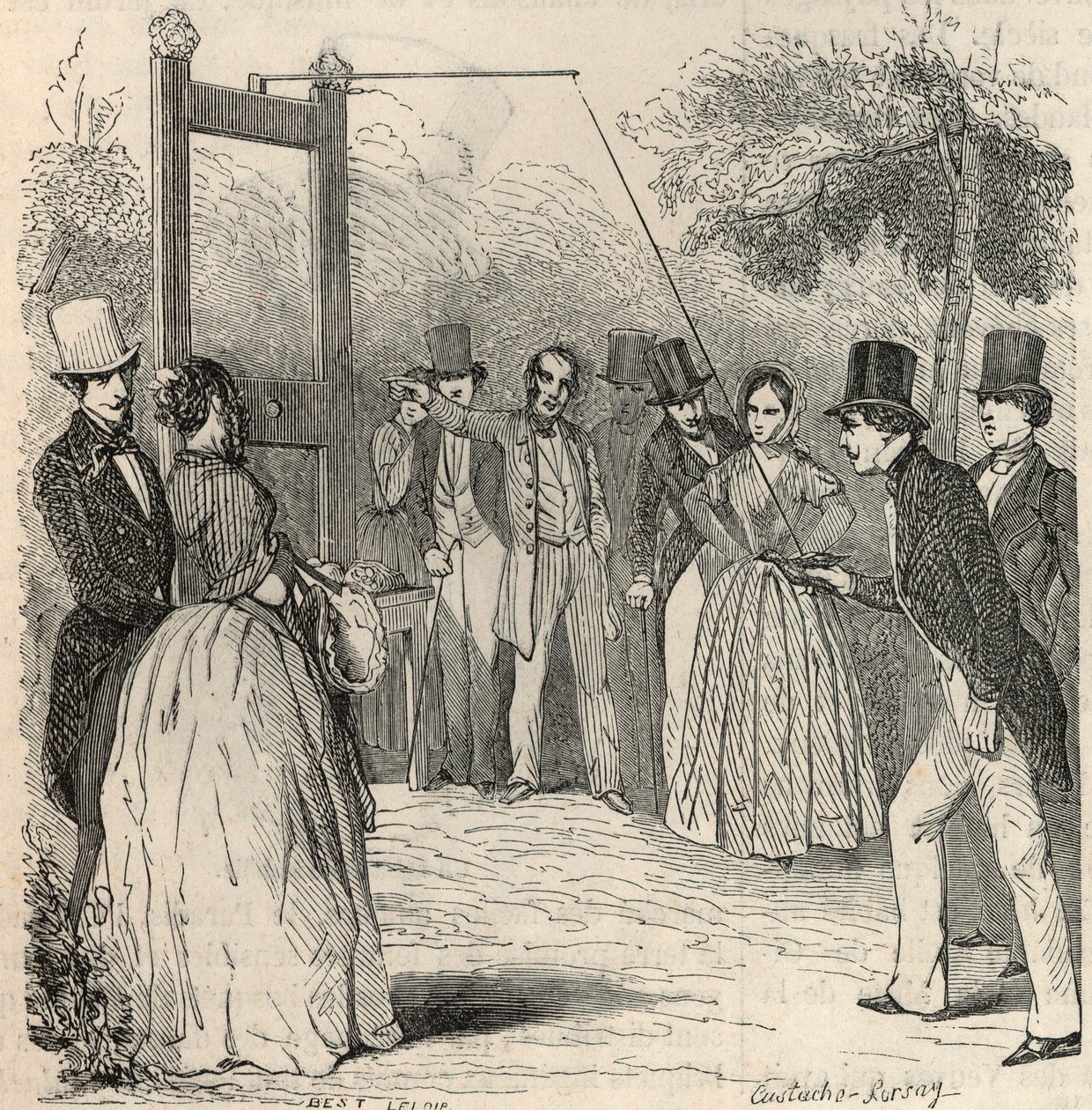 Le jeu du pigeon au jardin Mabille in Parijs in de 19e eeuw - Gravure in 