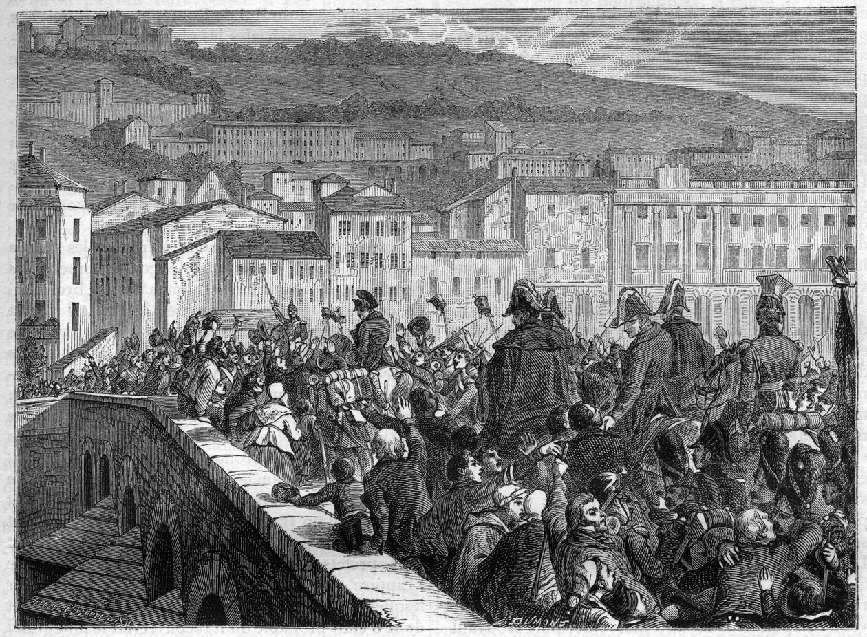 De Honderd Dagen: de triomfantelijke intocht van Napoleon in Lyon op 10 maart 1815 - in 