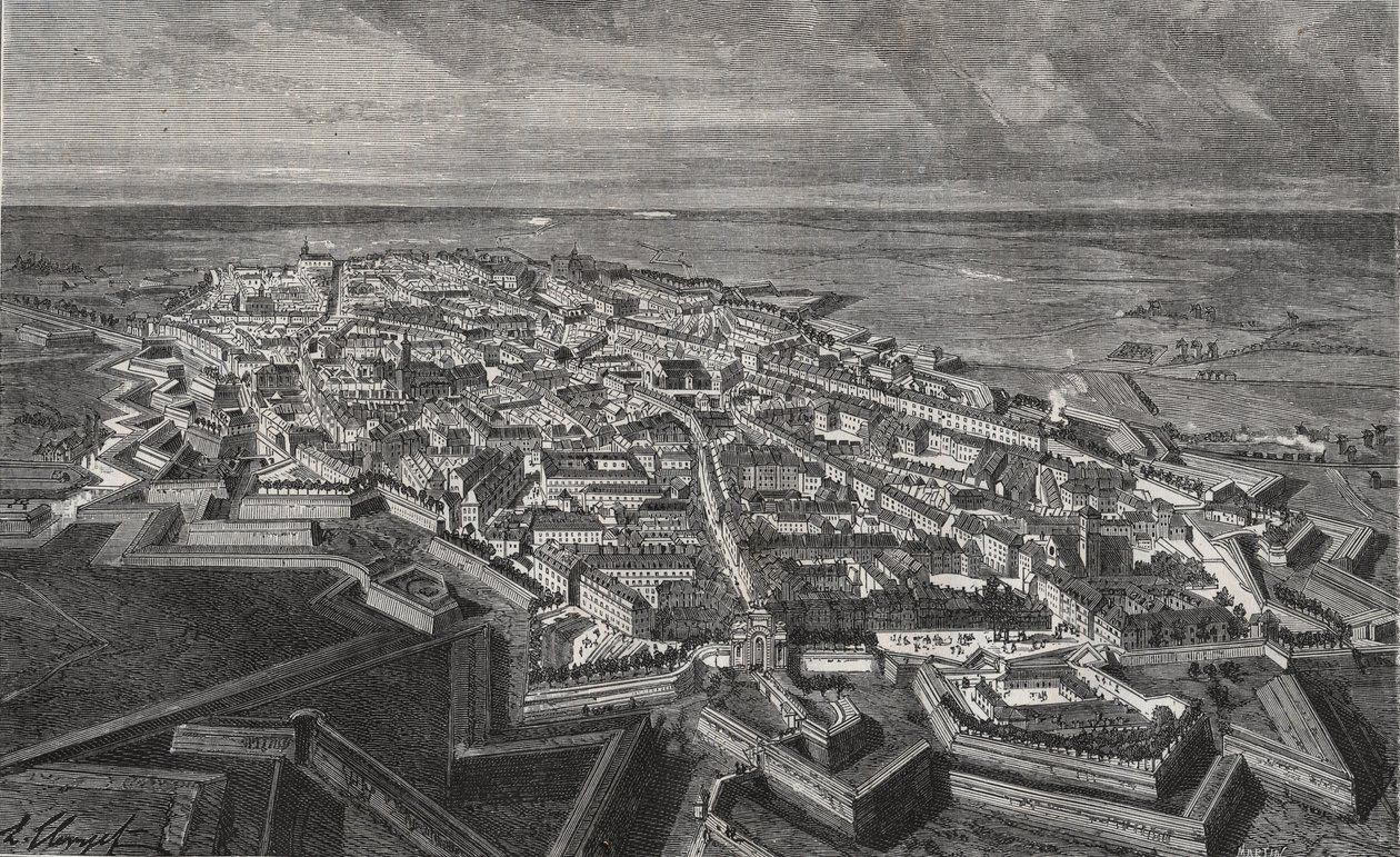 Stad Lille in het noorden van Frankrijk - gravure in "La France illustree: geografie, geschiedenis, administratieve statistiek" door V.A. Malt-Brown. 1884 door French School