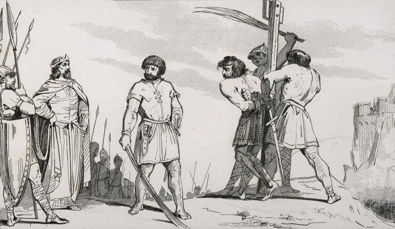 Heer Bodillon wordt gegeseld na het klagen over de belastingverhoging van Childeric II (653-73), uit 